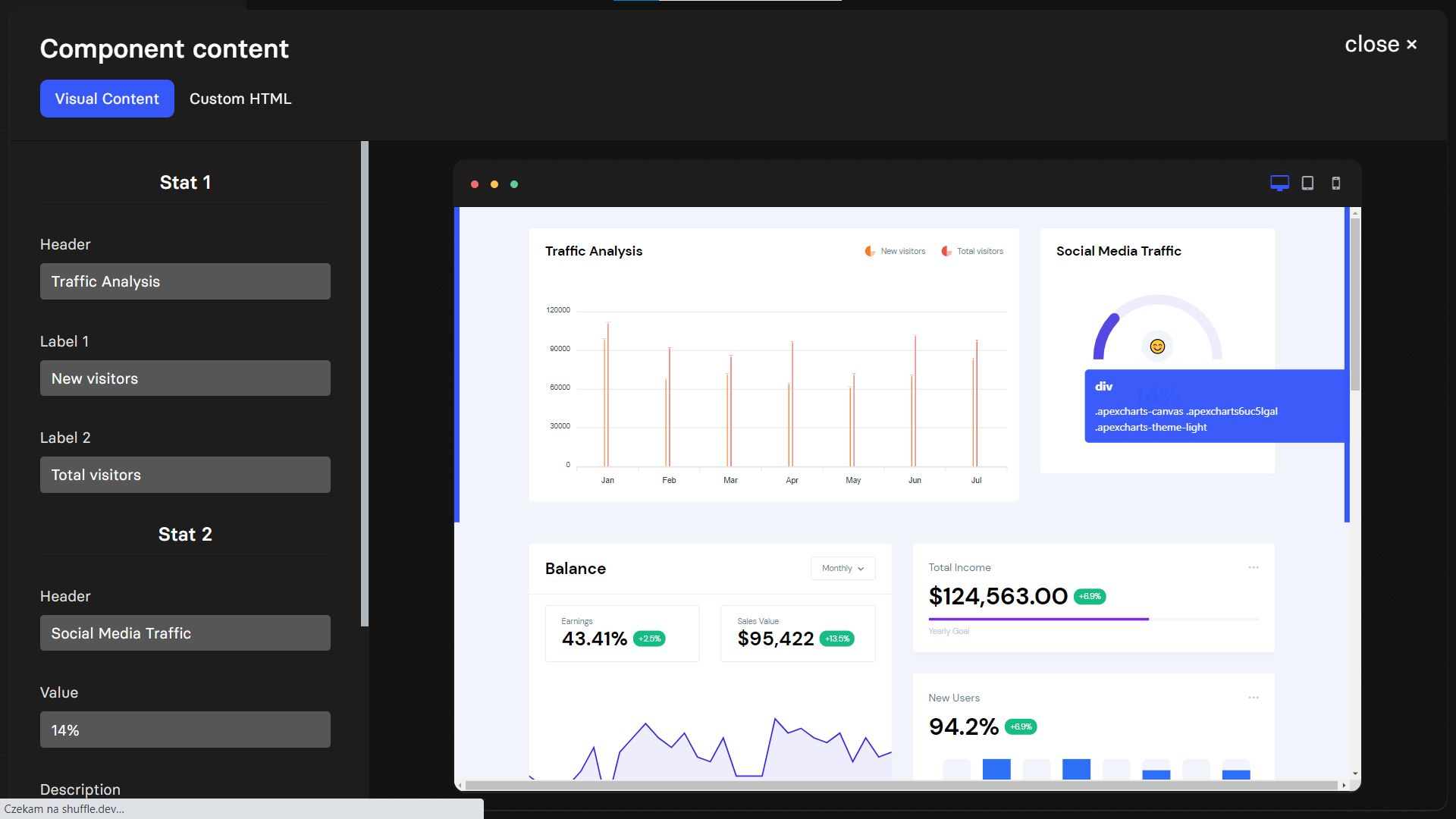 Tailwind Admin Template Artemis with Drag and Drop Editor | Shuffle