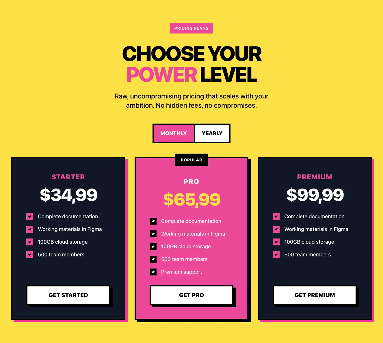 Pricing component in Tailwind