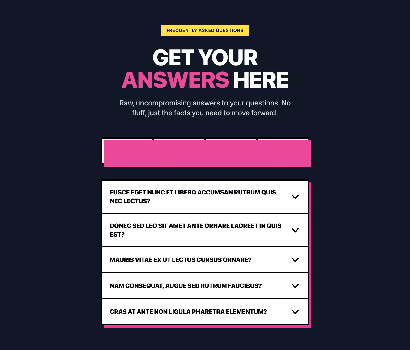 Tailwind Dark faq Component