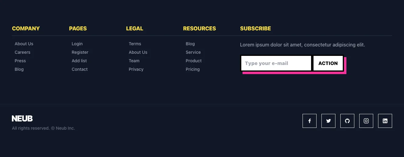 Dark footers component #5