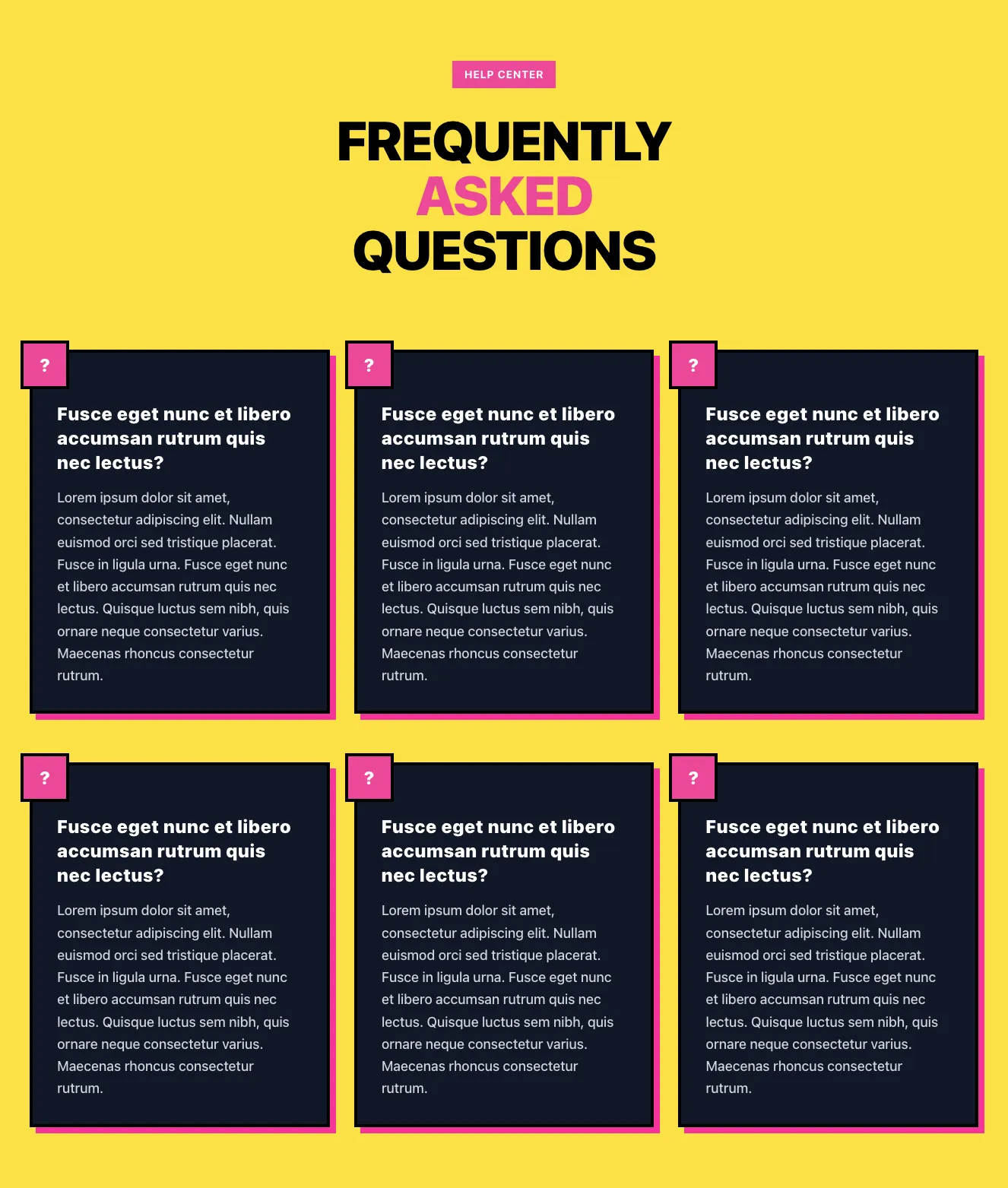 Yellow faq component #4