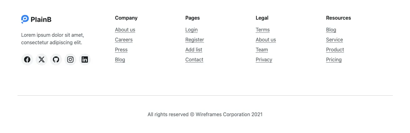 Footers component in Bootstrap-6