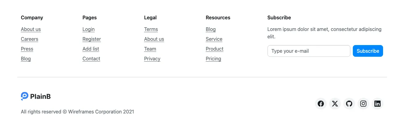 Footers component #5