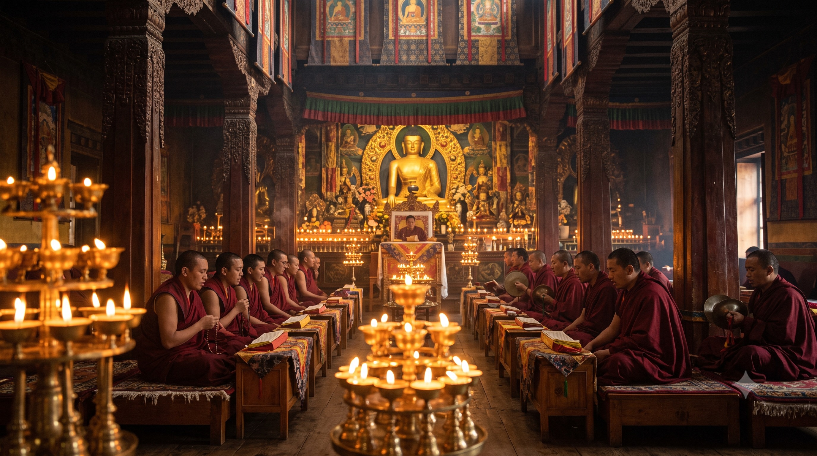 Private prayer ceremony and monk blessing inside Tawang Monastery