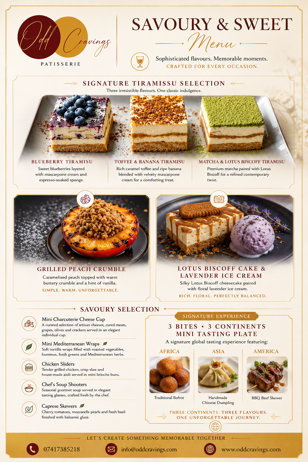 Odd Cravings Savoury and Sweet Menu