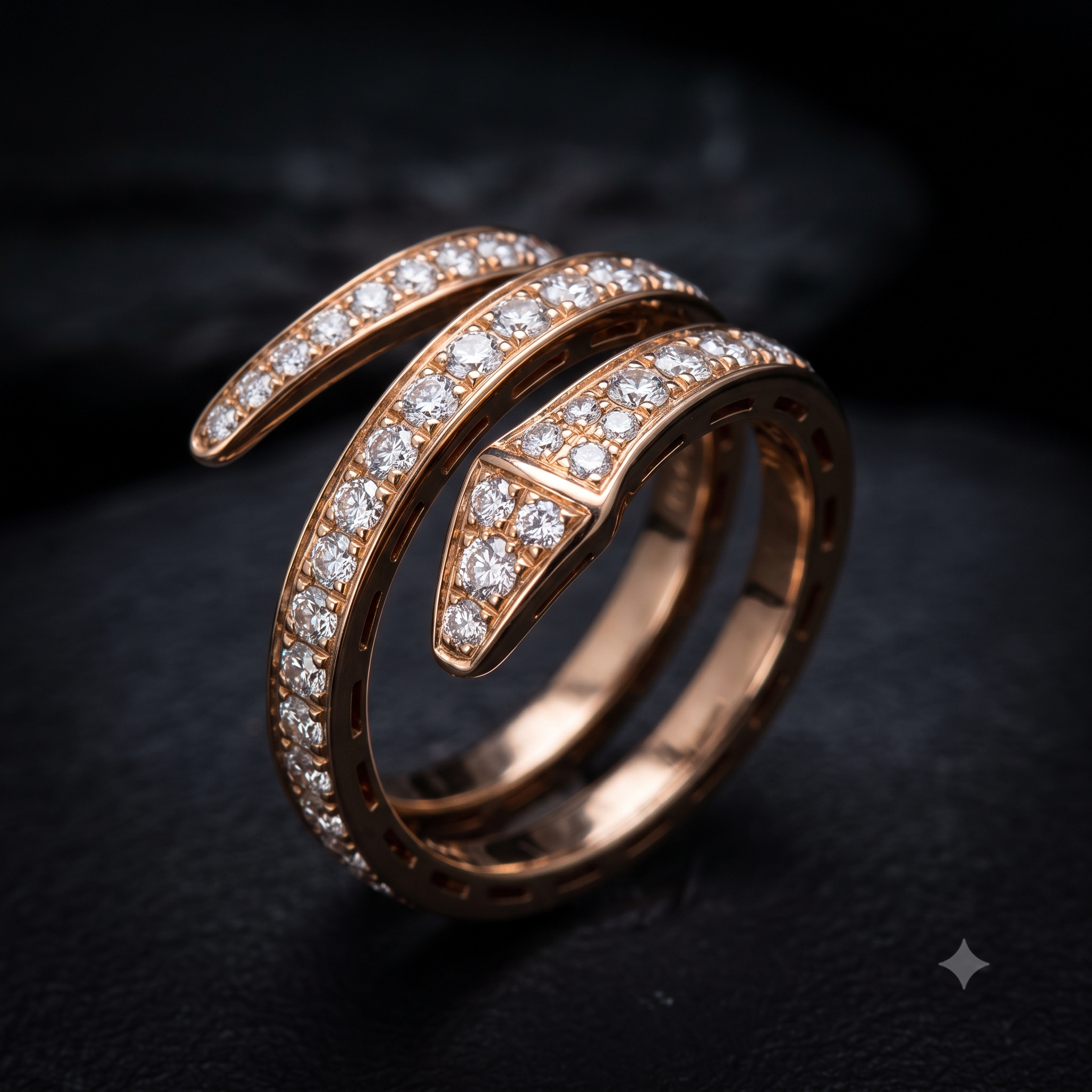 Bvlgari Serpenti Tubogas 18k gold diamond coiled ring