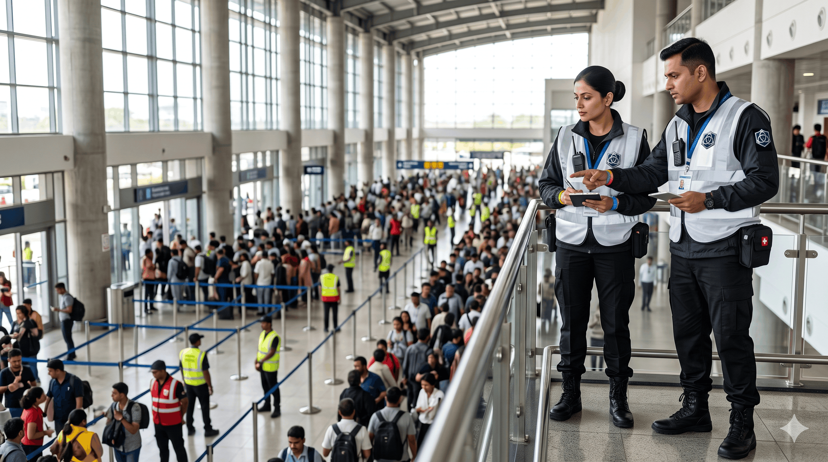 Queue management and bottleneck prevention at a major transit terminal at peak rush