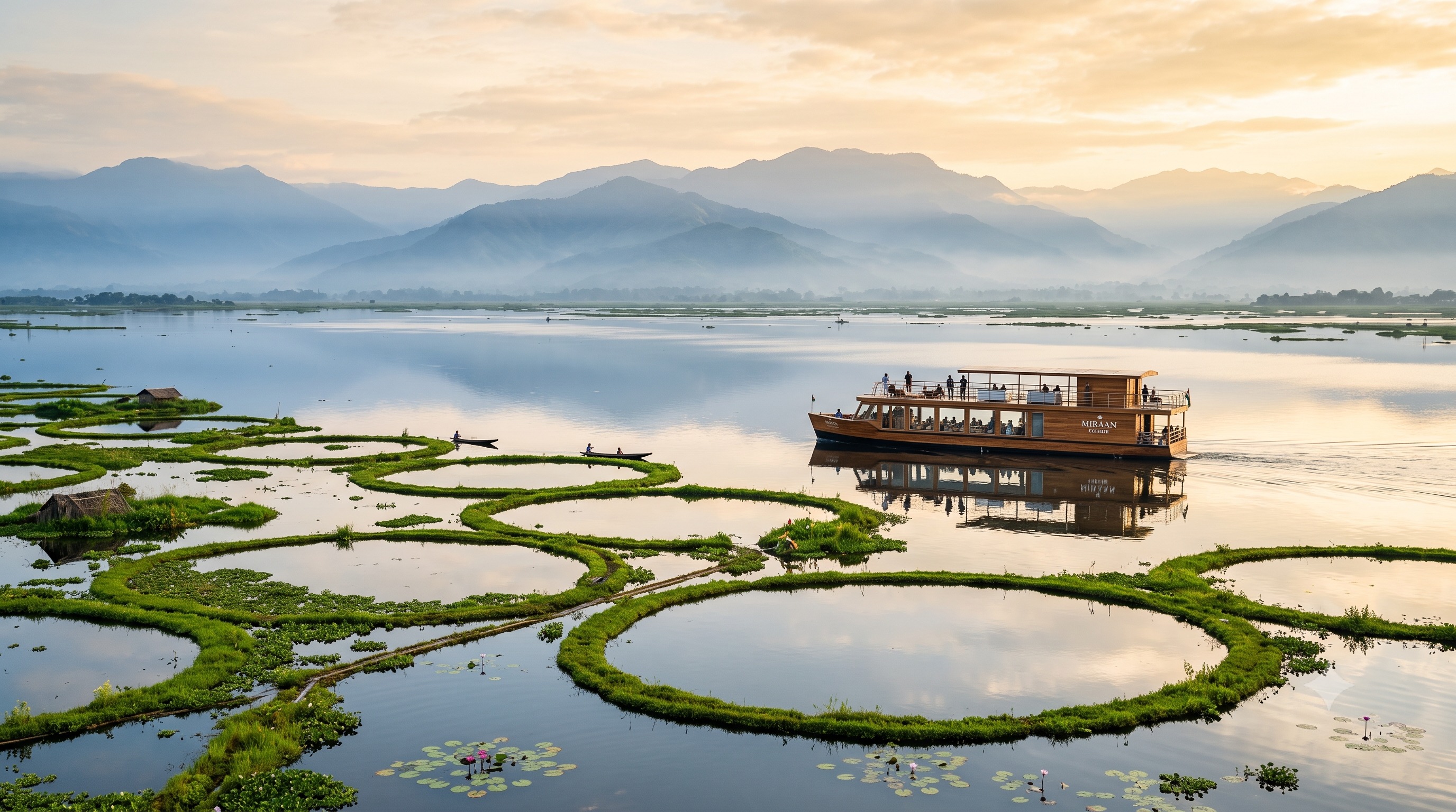 Private boat safari among floating phumdis on Loktak Lake