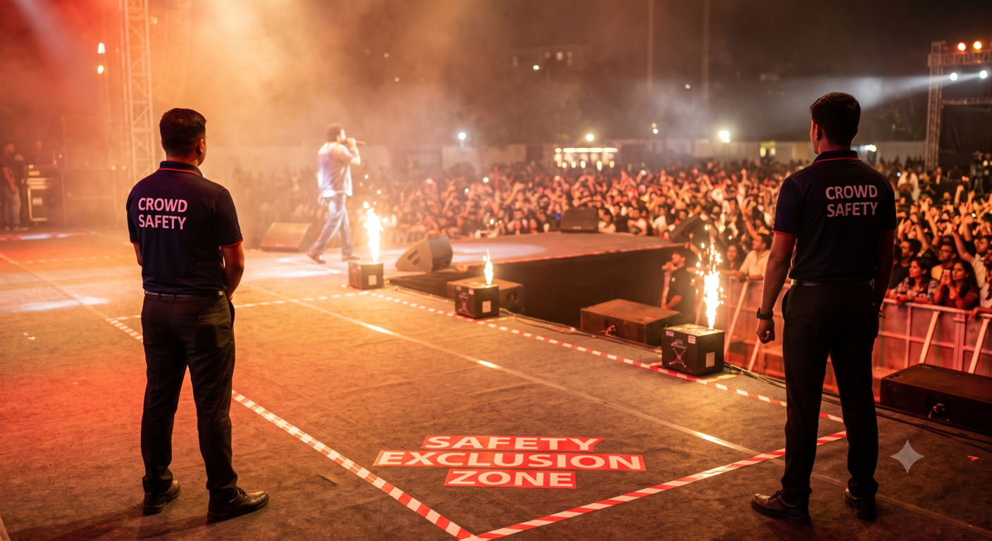 Technical fire safety planning for pyrotechnic event zones