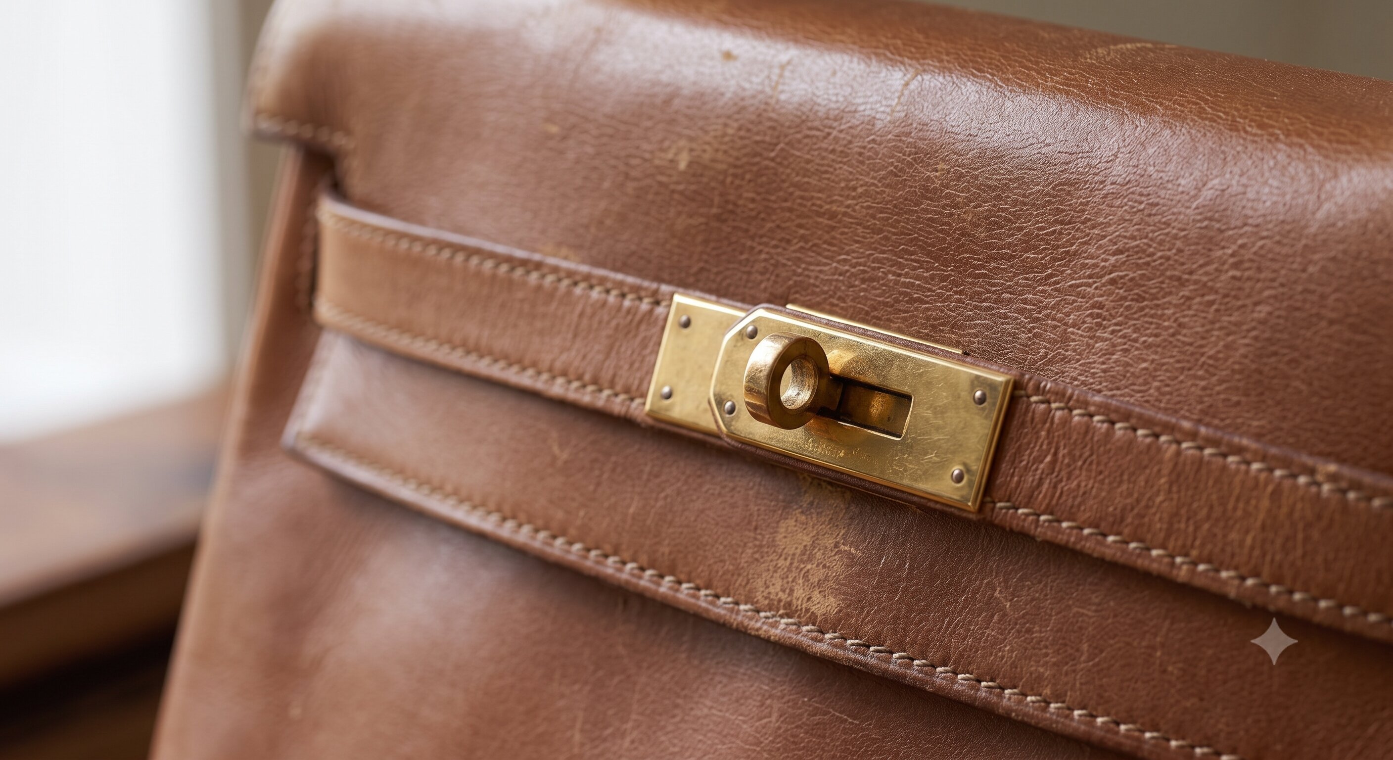 Hermès patina and saddle stitching detail