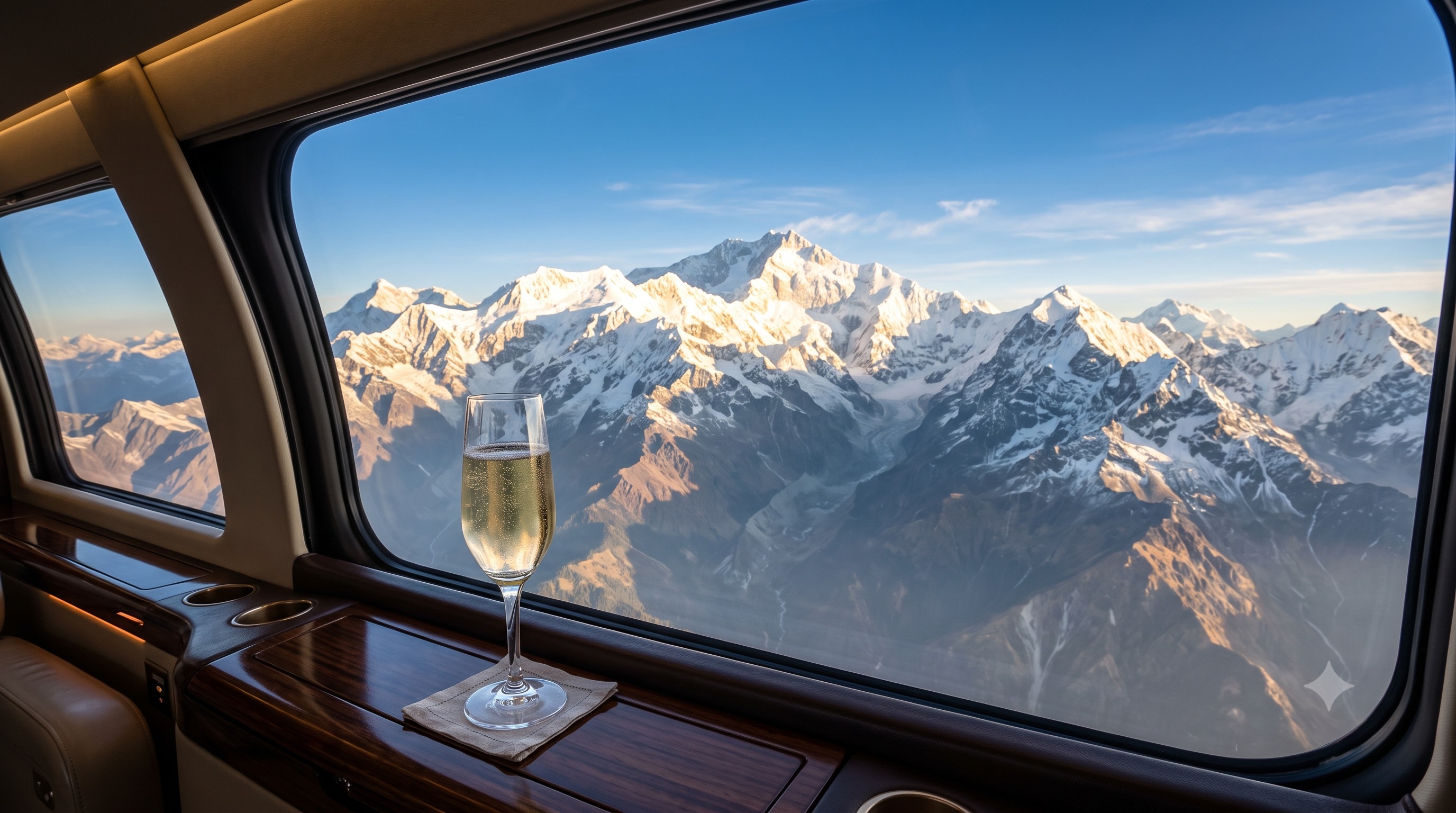 Aerial view of Mount Kanchenjunga from a private chartered flight