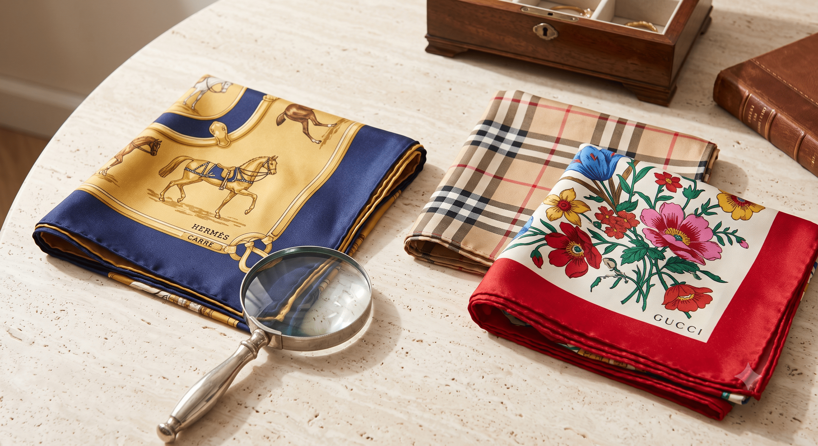Collection of designer silk scarves